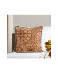 20" Stonewashed Cotton Velvet Pillow with Embroidery - Final Sale