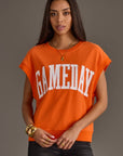 Orange & White Game Day Short Sleeve Sweatshirt
