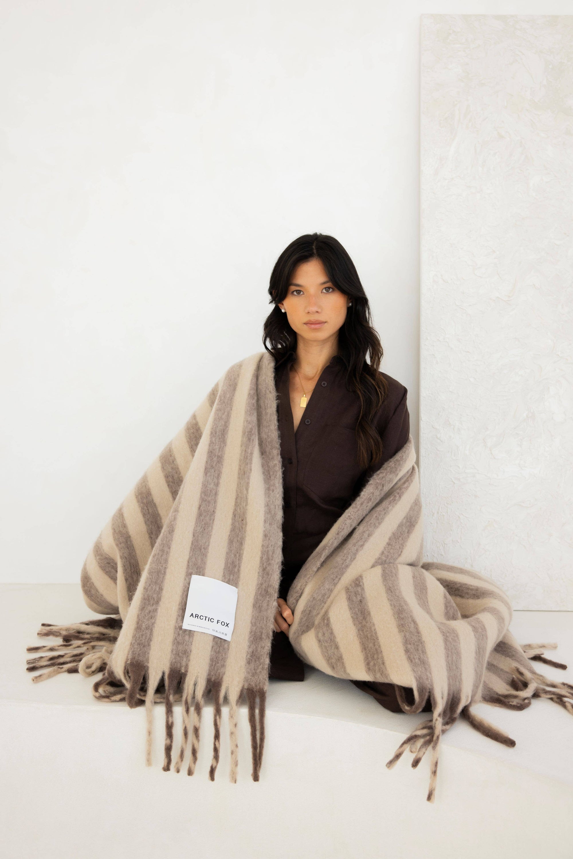 Burnt Umber Stripe Wool Stripe Throw