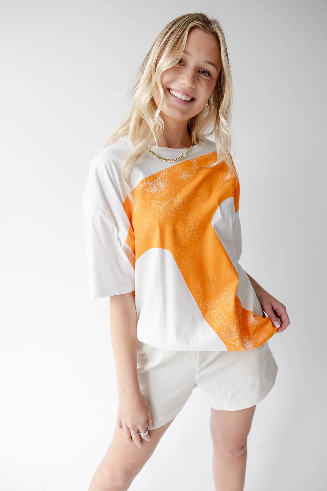 White Tennessee Lawson Logo Oversized Tee