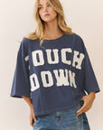 Touch Down Acid Wash Oversized Short Sleeve Sweatshirt