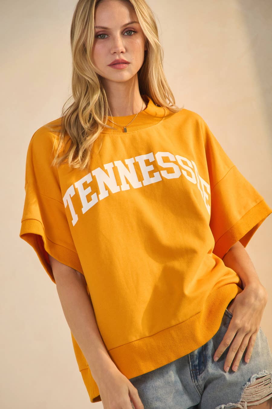 Orange Tennessee Boxy Short Sleeve Sweatshirt