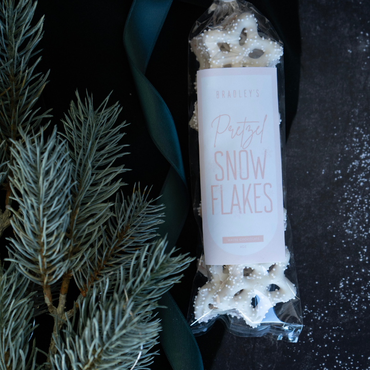 White Chocolate Holiday Snowflake Pretzels