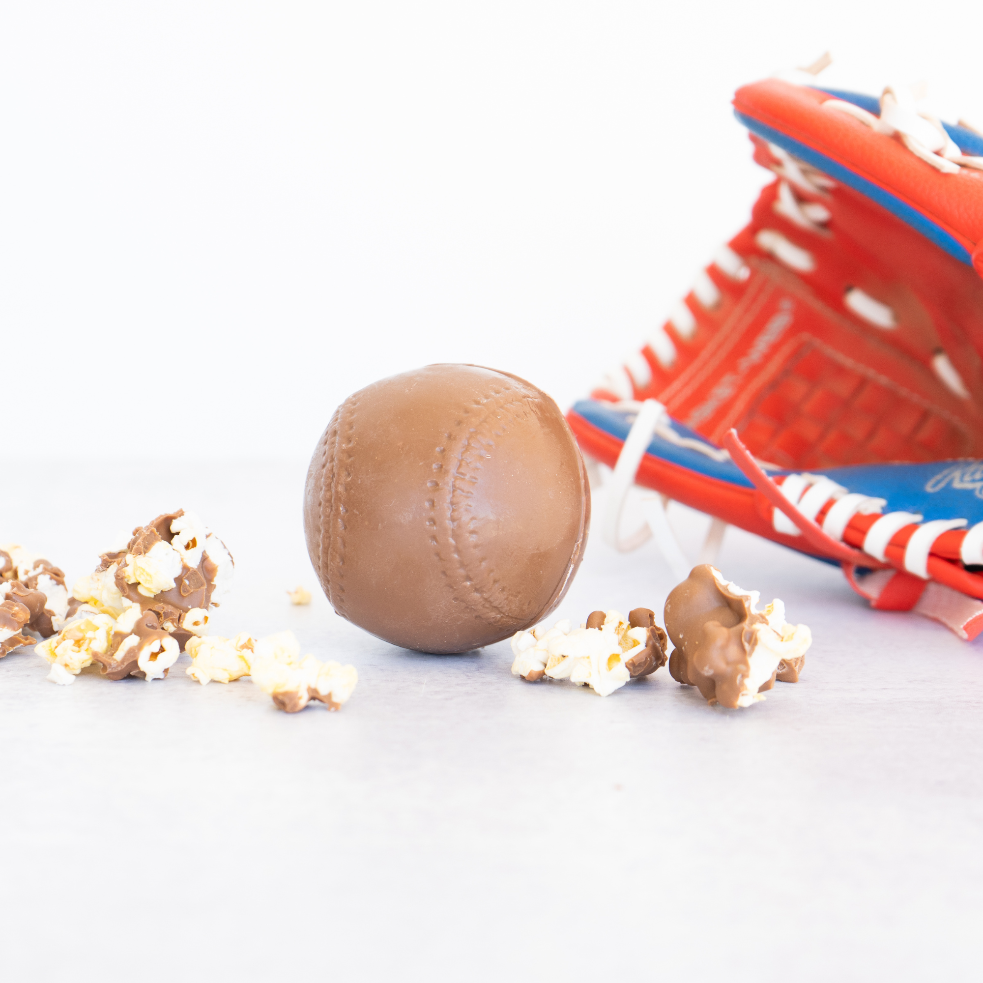 Baseball Filled with Chocolate Popcorn