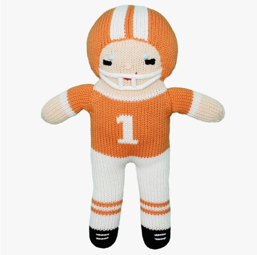 Football Player Knit Doll, Orange and White