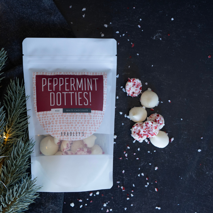 White Chocolate Peppermint Dots